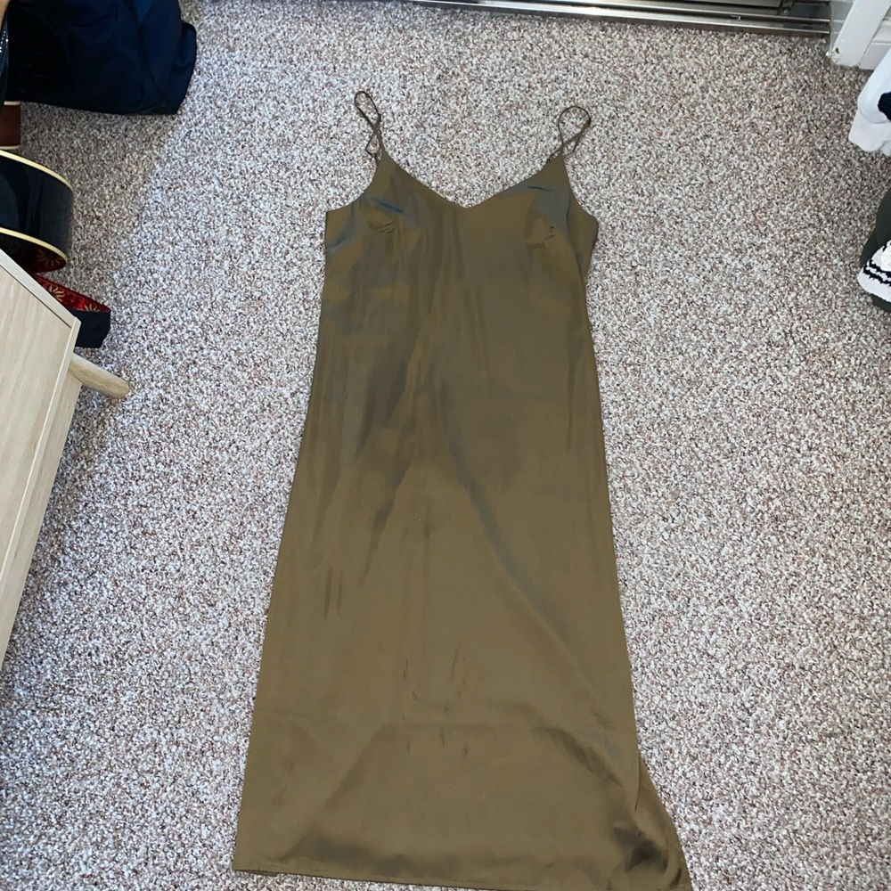 The Drop Brown Satin Dress - STAIN
